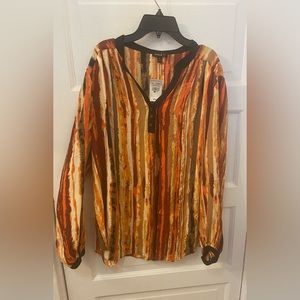 BRAND NEW! Ashley Stewart Multi-Colored Blouse with matte buttons